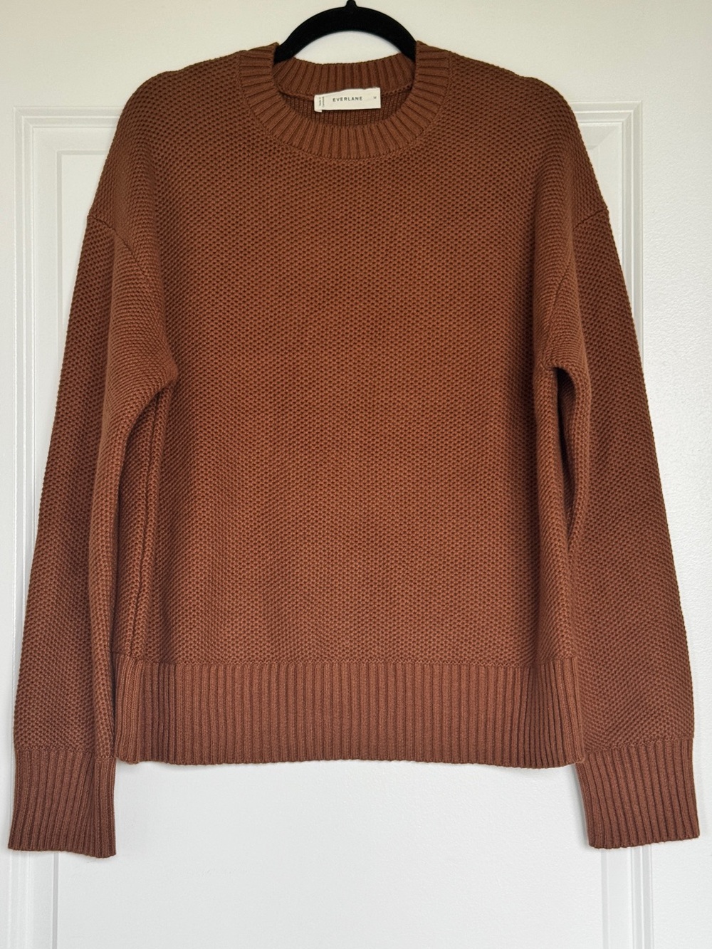 NWOT EVERLANE Women’s 100% Organic Cotton Honeycomb Square Crew Toffee Medium M